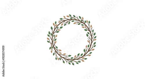 Wreath made of green leaves circle.