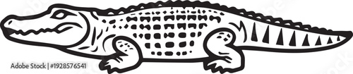Fotografía A stylized illustration of an alligator showcases sharp teeth and scaly texture, the image captures the reptile's distinct features in monochrome