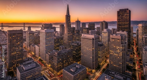 Wallpaper Mural San Francisco skyline at sunset - A vibrant cityscape view. Torontodigital.ca