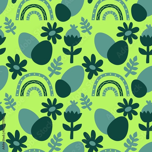 Easter seamless pattern with eggs for wallpaper and kitchen fabrics and textiles and kids linens and wrapping paper