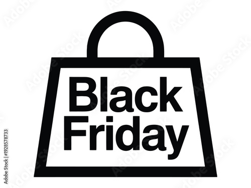 Black Friday shopping bag icon design promotes holiday retail sales events.