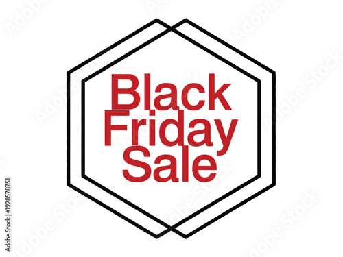 Black Friday Sale text inside a double hexagon frame announces retail promotional.