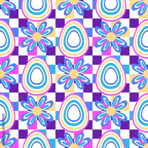 Easter eggs seamless pattern for wallpaper and kitchen fabrics and textiles and kids linens and wrapping paper