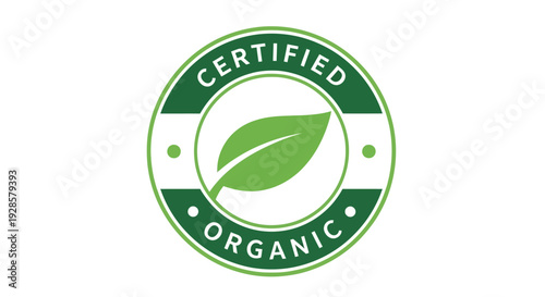 Certified Organic Green Leaf Logo Symbol.