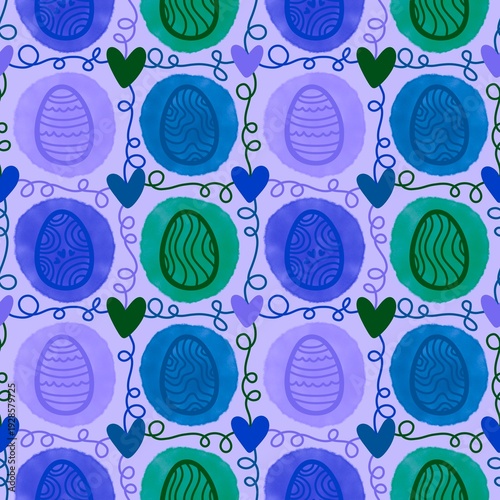 Easter seamless pattern with eggs for wallpaper and kitchen fabrics and textiles and kids linens and wrapping paper