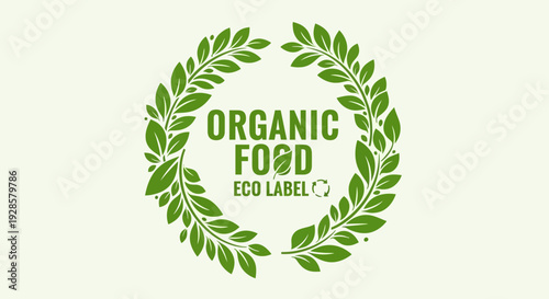 Organic food eco label logo design.