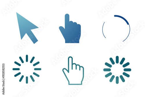 cursor and loading icons on a white background