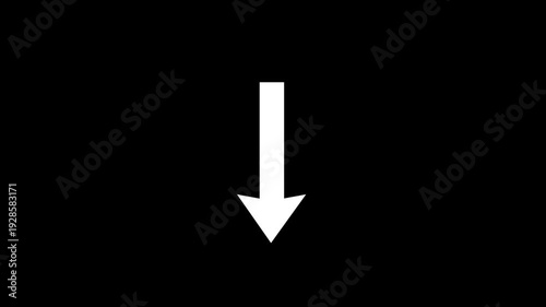 Down Arrow Loop Animation Minimal White Icon on Black Background