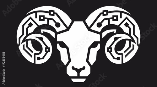 Ram Head Logo Design Illustration.