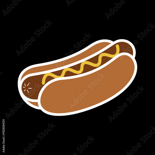 Hotdog with Mustard and Ketchup in Bun.