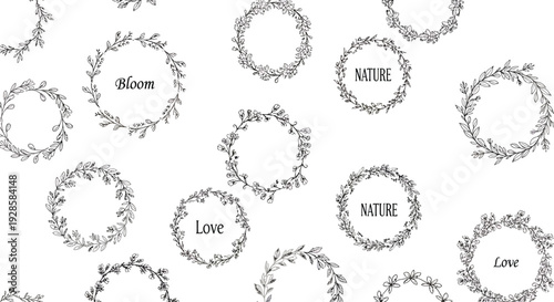 Floral wreath frames with text