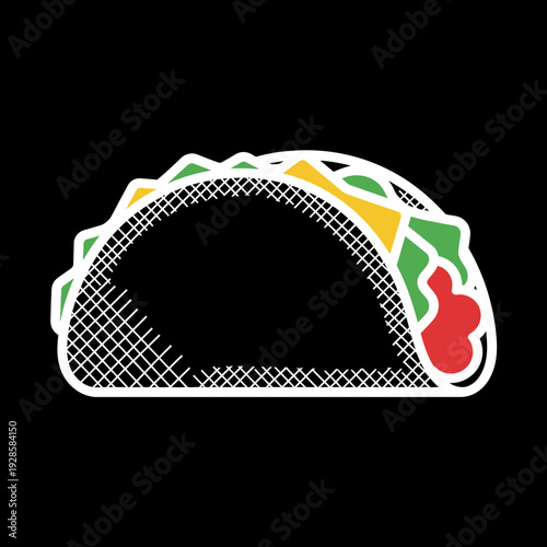 Taco with Lettuce Tomato and Cheese Filling.