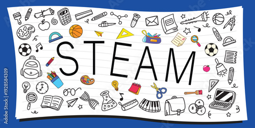 Hand drawn STEAM education doodle element vector illustration