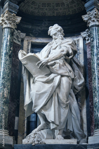 Color photo of the statue of Saint Matthew the Apostle in the Basilica of St. John Lateran in Rome