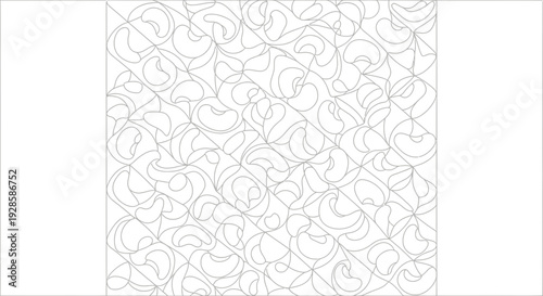 Modern Geometric Bean Motif Pattern for Adult Coloring. transparent.