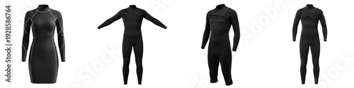 Foto Professional Black Neoprene Full Body Wetsuit for Surfing and Diving, Long Sleev