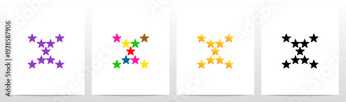 Stars Twinkle Rating Letter Alphabet Initial Logo Design X