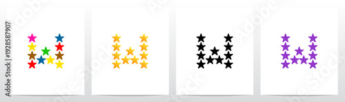 Stars Twinkle Rating Letter Alphabet Initial Logo Design W