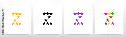 Stars Twinkle Rating Letter Alphabet Initial Logo Design Z