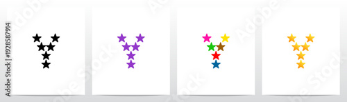 Stars Twinkle Rating Letter Alphabet Initial Logo Design Y