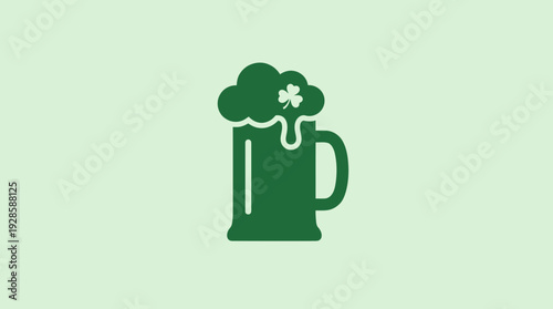St. Patrick's Day celebration with green beer mug and shamrock