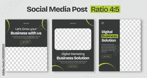 Business grow social media post template set vector, Instagram post template.