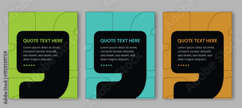 Modern quote social media post template set. Vector testimonial banner design with bold black quotation layout and star rating.