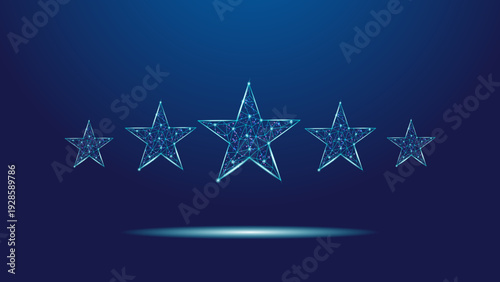 Five Star Rating Low Poly Digital Technology Review Concept Background