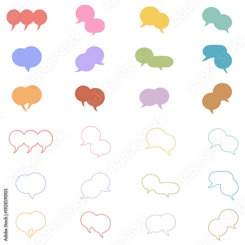 Collection of Speech Bubble Icon Silhouette and Outline Icon