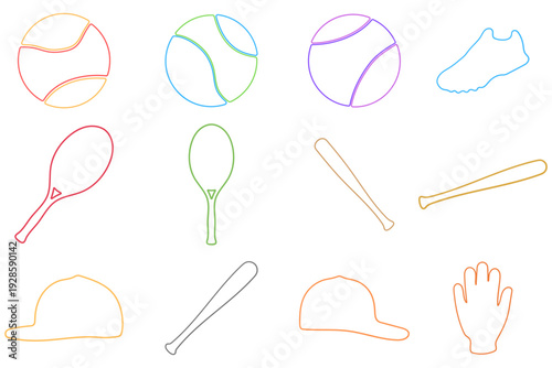 Collection of Sport Equipment Outline Icon