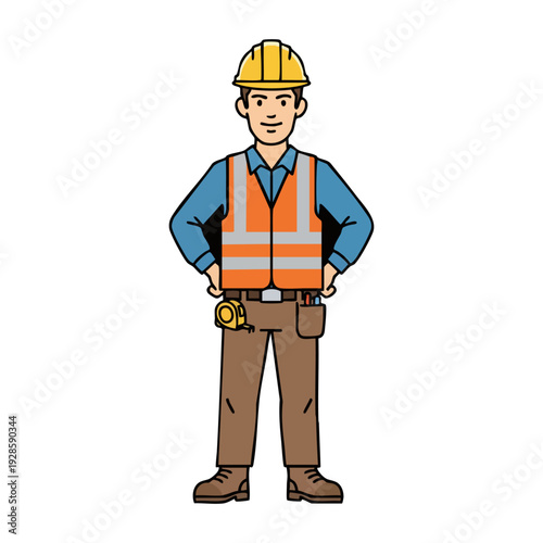 construction worker wearing safety helmet and vest