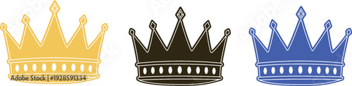 Three colorful crowns illustration