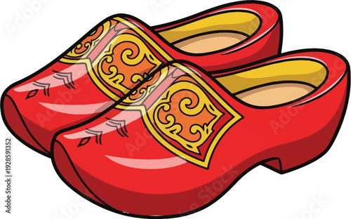 Traditional dutch wooden clogs with decorative buckles