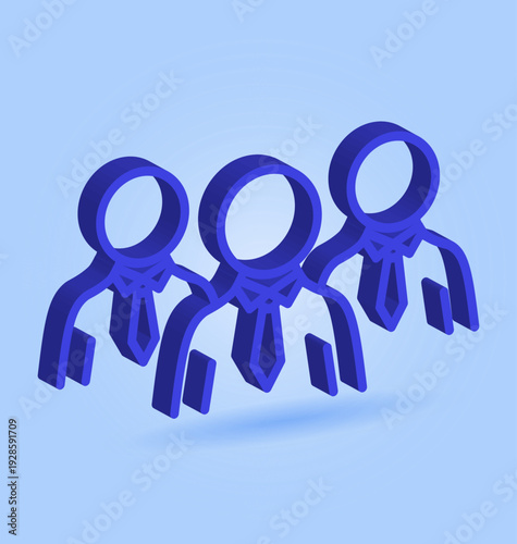3D Team Group Icon for Corporate Collaboration Leadership and Business Branding