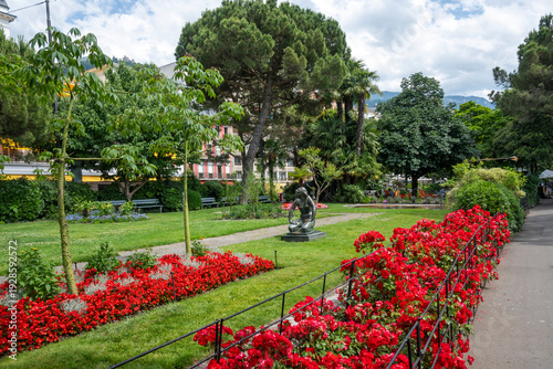 Obraz na płótnie Panorama of town of Montreux, Switzerland