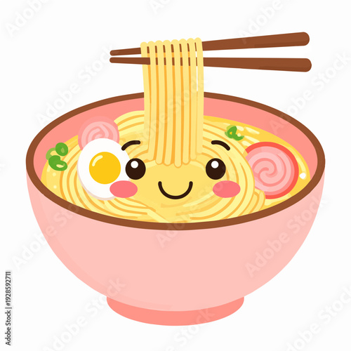 Niedliche Nudelsuppe im Kawaii Look