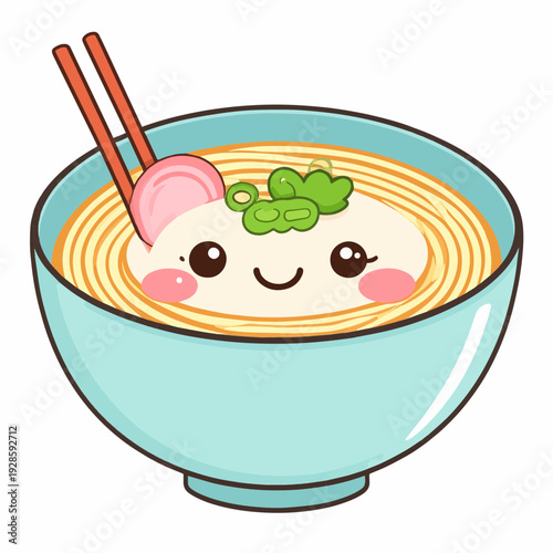 Niedliche Nudelsuppe im Kawaii Look
