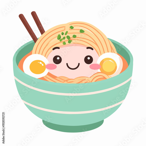 Niedliche Nudelsuppe im Kawaii Look