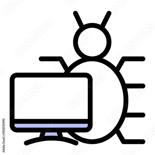 Flaw or glitch in software causing unintended behavior or security breaches (Outline Color Lineal Style)