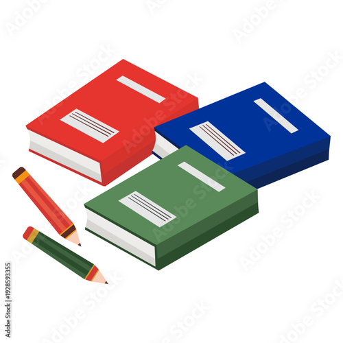 pile of colorful books and pencils