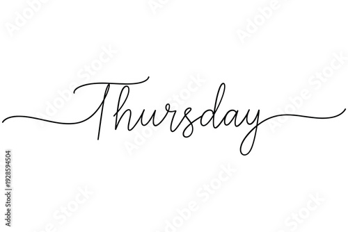 Thursday handwritten script text week writing Vector