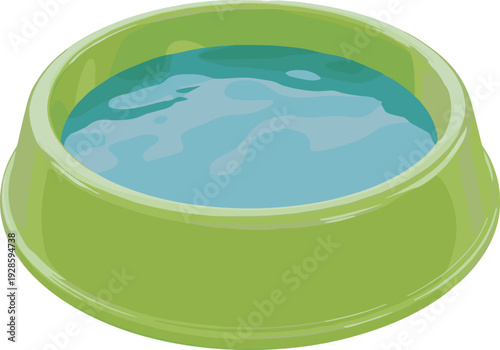 Pet Water Bowl Illustration with Filled Dish for Dog and Cat Feeding, Hydration, Animal Care, and Household Vector Design Concepts