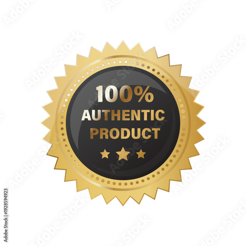 Professional golden authentic product seal to verify original merchandise and prevent counterfeit for online shops globally