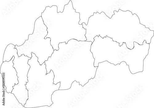 Outline map of Slovakia on white background