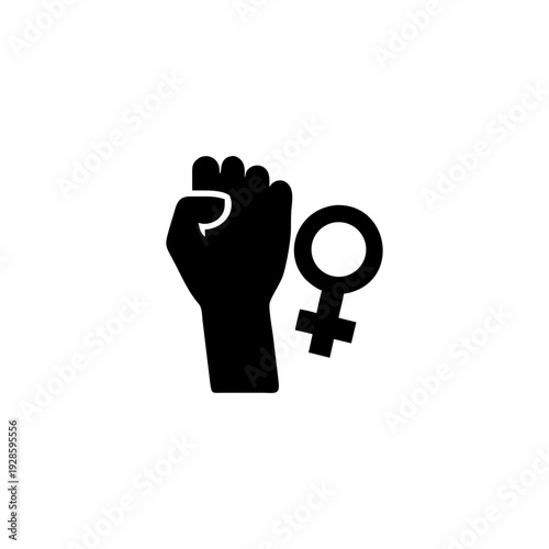 Clean black raised fist symbol of strength and unity On white Background Vector illustration