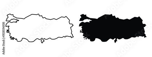 Turkey country map sign symbol icon set