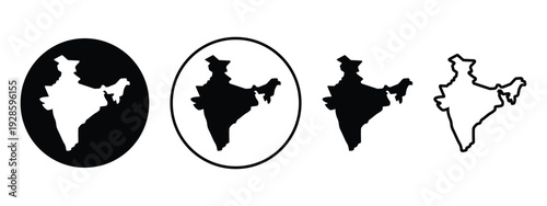 India country map sign symbol icon set