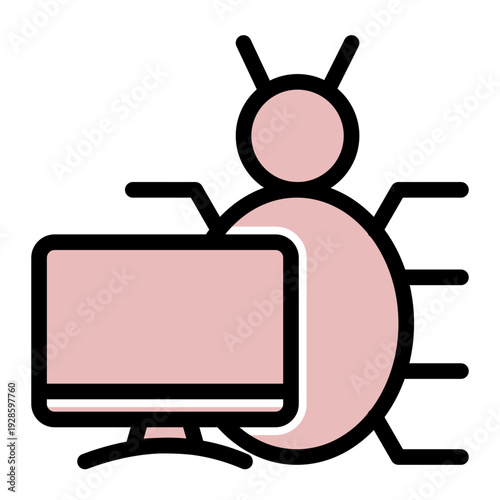 Flaw or glitch in software causing unintended behavior or security breaches (Solid Color Lineal Style)