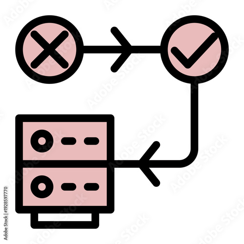 Cyberattack redirecting traffic by corrupting the domain name system cache (Solid Color Lineal Style)