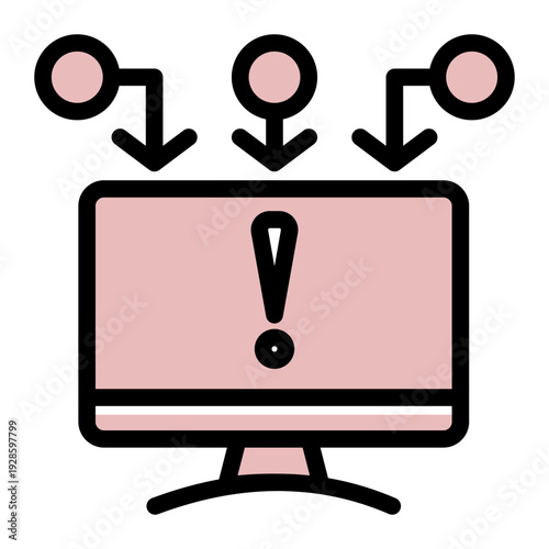 Attempt to disrupt normal traffic by overwhelming target with flood of internet traffic (Solid Color Lineal Style)